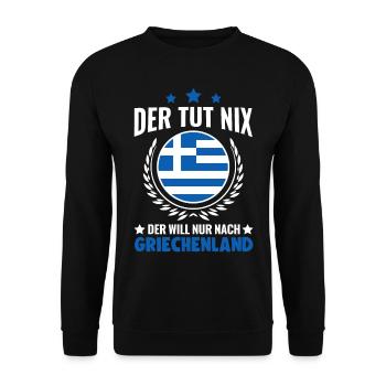 Der tut nix Der will nur nach Griechenland Kreta - Unisex Pullover - Schwarz - Vorne - Alina (178cm) & Michal (187cm)