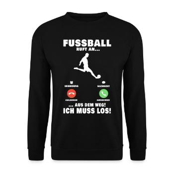 Fußball ruft an Fußballer Fußballspieler - Unisex Pullover - Schwarz - Vorne - Alina (178cm) & Michal (187cm)