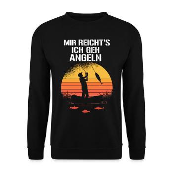 Angler Mir Reicht´s ich geh Angeln Angler Retro - Unisex Pullover - Schwarz - Vorne - Alina (178cm) & Michal (187cm)