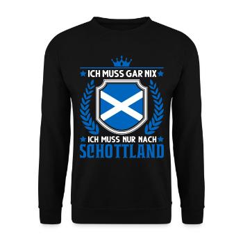 Ich muss gar nix Ich muss nur nach Schottland - Unisex Pullover - Schwarz - Vorne - Alina (178cm) & Michal (187cm)