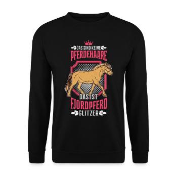 Fjordpferd Glitzer Norweger Pferdehaare Fjord - Unisex Pullover - Schwarz - Vorne - Alina (178cm) & Michal (187cm)
