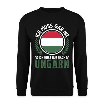 Ungarn Urlaub Ungarische Flagge Geschenk - Unisex Pullover - Schwarz - Vorne - Alina (178cm) & Michal (187cm)