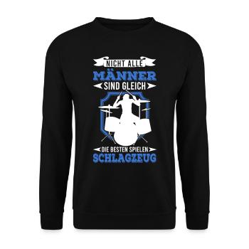 Schlagzeug Drummer Schlagzeuger - Unisex Pullover - Schwarz - Vorne - Alina (178cm) & Michal (187cm)