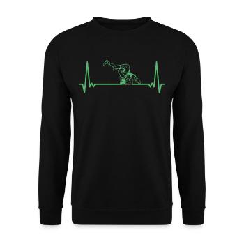 Wrestling Herzschlag EKG Ringen Ringer - Unisex Pullover - Schwarz - Vorne - Alina (178cm) & Michal (187cm)