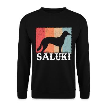 Saluki Vintage lévrier persan rétro - Sweat-shirt Unisexe - noir - Devant - Alina (178cm) & Michal (187cm)