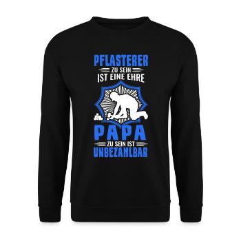 Pflasterer Papa Steinsetzer Pflastersetzer Vater - Unisex Pullover - Schwarz - Vorne - Alina (178cm) & Michal (187cm)