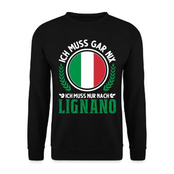 Lignano Italien Urlaub Reise Geschenk - Unisex Pullover - Schwarz - Vorne - Alina (178cm) & Michal (187cm)