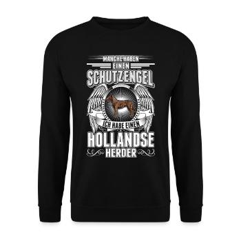 Hollandse Herder Schutzengel Herdershond - Unisex Pullover - Schwarz - Vorne - Alina (178cm) & Michal (187cm)