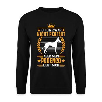 Mein Podenco liebt mich Windhund Ibizan Hound - Unisex Pullover - Schwarz - Vorne - Alina (178cm) & Michal (187cm)