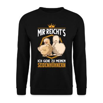Seidenhuhn Züchter Seidenhühner Silkie Huhn - Unisex Pullover - Schwarz - Vorne - Alina (178cm) & Michal (187cm)