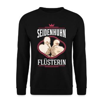 Seidenhuhn Flüsterin Seidenhühner Silkie Huhn - Unisex Pullover - Schwarz - Vorne - Alina (178cm) & Michal (187cm)