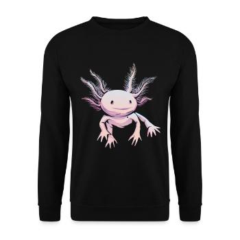 Axolotl Schwanzlurch Aquarium - Unisex Pullover - Schwarz - Vorne - Alina (178cm) & Michal (187cm)