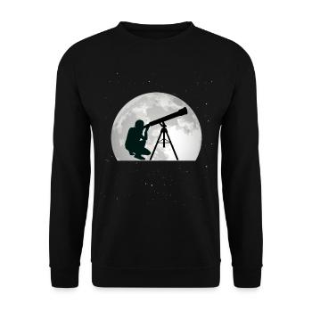 Astronomie Mond Teleskop Astrophysik - Unisex Pullover - Schwarz - Vorne - Alina (178cm) & Michal (187cm)