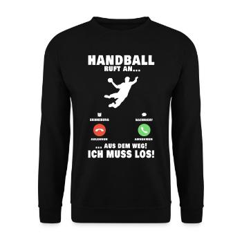 Handballer Handball Telefon Handballteam - Unisex Pullover - Schwarz - Vorne - Alina (178cm) & Michal (187cm)