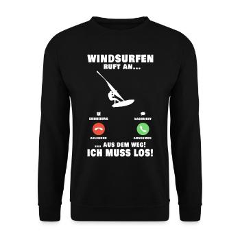 Windsurfen ruft an Windsurfer Windsurfing Windsurf - Unisex Pullover - Schwarz - Vorne - Alina (178cm) & Michal (187cm)