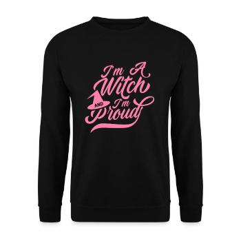 Ich bin eine Hexe und stolz Hexer Hexen Hexerei - Unisex Pullover - Schwarz - Vorne - Alina (178cm) & Michal (187cm)