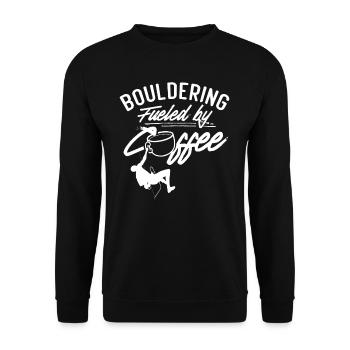 Bouldering Powered by Coffee Boulderer - Unisex Sweatshirt - black - Front - Alina (178cm) & Michal (187cm)