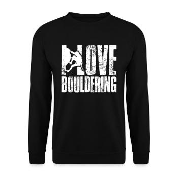 I love bouldering bouldering bouldering climbing - Unisex Sweatshirt - black - Front - Alina (178cm) & Michal (187cm)