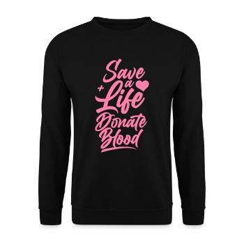Blood donations Blood donations Blood donors Blood donors - Unisex Sweatshirt - black - Front - Alina (178cm) & Michal (187cm)