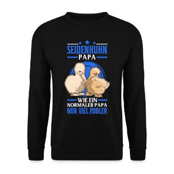 Seidenhuhn Papa Seidenhühner Silkie Huhn - Unisex Pullover - Schwarz - Vorne - Alina (178cm) & Michal (187cm)