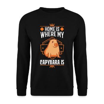 Home is where my Capybara is Wasserschwein - Unisex Pullover - Schwarz - Vorne - Alina (178cm) & Michal (187cm)