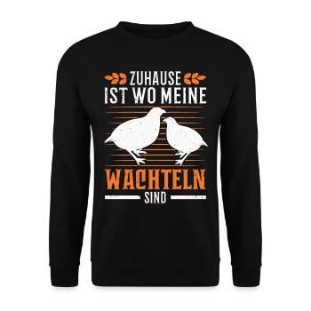 Zuhause ist wo meine Wachteln sind - Unisex Pullover - Schwarz - Vorne - Alina (178cm) & Michal (187cm)