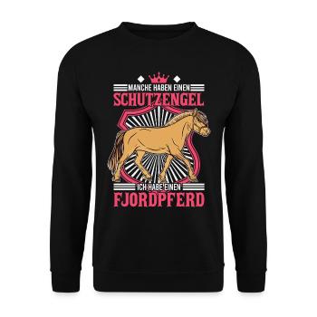 Fjordpferd Schutzengel Norweger Fjord Pferd - Unisex Pullover - Schwarz - Vorne - Alina (178cm) & Michal (187cm)