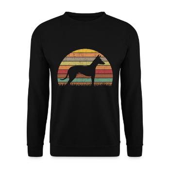 Podenco Retro lévriers Ibizan Hound Vintage - Sweat-shirt Unisexe - noir - Devant - Alina (178cm) & Michal (187cm)