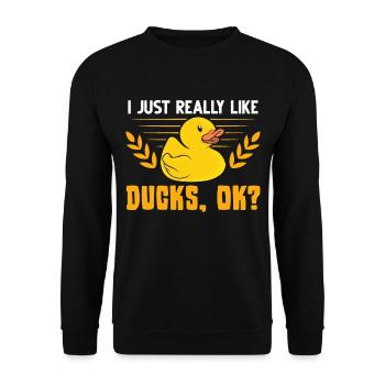 J'aime vraiment les canards Canard en caoutchouc - Sweat-shirt Unisexe - noir - Devant - Alina (178cm) & Michal (187cm)