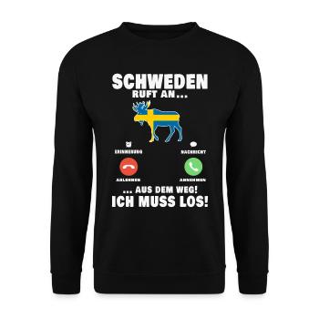Schweden ruft an Reise Elch Sweden - Unisex Pullover - Schwarz - Vorne - Alina (178cm) & Michal (187cm)