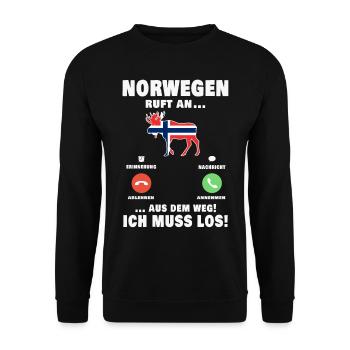 Norwegen ruft an Norwegische Flagge - Unisex Pullover - Schwarz - Vorne - Alina (178cm) & Michal (187cm)