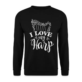 Ich Liebe Meine Harfe Harfenspieler Harfenist - Unisex Pullover - Schwarz - Vorne - Alina (178cm) & Michal (187cm)