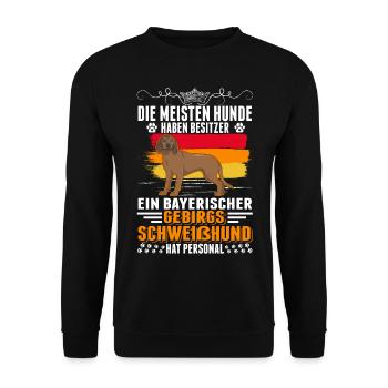 Bayerischer Gebirgsschweißhund Besitzer BGS - Unisex Pullover - Schwarz - Vorne - Alina (178cm) & Michal (187cm)