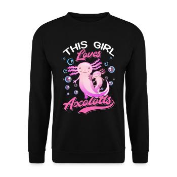 This Girl loves Axolotls Girls Tail Lurch - Unisex Sweatshirt - black - Front - Alina (178cm) & Michal (187cm)