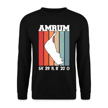 Amrum Koordinaten Strandkorb Nordsee - Unisex Pullover - Schwarz - Vorne - Alina (178cm) & Michal (187cm)