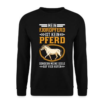 Fjordpferd Seele auf 4 Hufen Fjord Pferd - Unisex Pullover - Schwarz - Vorne - Alina (178cm) & Michal (187cm)