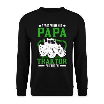 Traktor Papa Sohn Landwirt Traktorfahrer - Unisex Pullover - Schwarz - Vorne - Alina (178cm) & Michal (187cm)