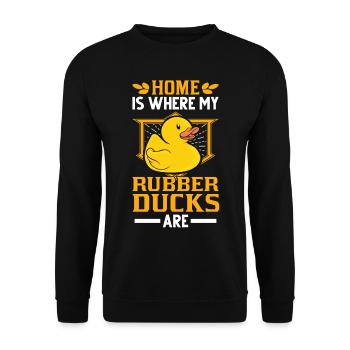 La maison est l'endroit où sont mes canards en - Sweat-shirt Unisexe - noir - Devant - Alina (178cm) & Michal (187cm)