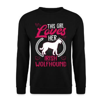 This girl loves her Irish Wolfhound - Unisex Pullover - Schwarz - Vorne - Alina (178cm) & Michal (187cm)