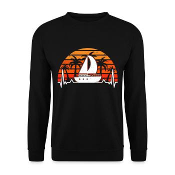Segelboot Herzschlag Retro Kapitän Segler Schiff - Unisex Pullover - Schwarz - Vorne - Alina (178cm) & Michal (187cm)