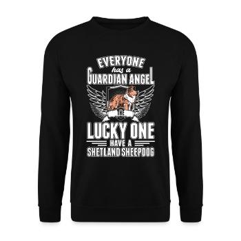 Shetland Sheepdog Guardian Angel Sheltie - Sweat-shirt Unisexe - noir - Devant - Alina (178cm) & Michal (187cm)