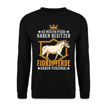 Fjordpferd Personal Norweger Fjord Pferd - Unisex Pullover - Schwarz - Vorne - Alina (178cm) & Michal (187cm)