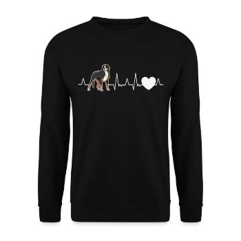 Grand rythme cardiaque de chien de montagne suisse - Sweat-shirt Unisexe - noir - Devant - Alina (178cm) & Michal (187cm)