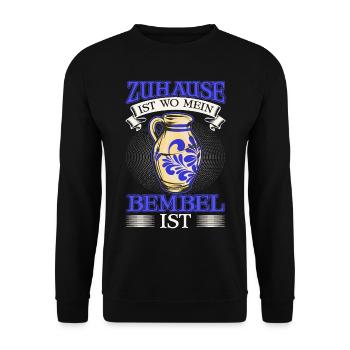 Zuhause ist wo mein Bembel ist Apfelwein - Unisex Pullover - Schwarz - Vorne - Alina (178cm) & Michal (187cm)