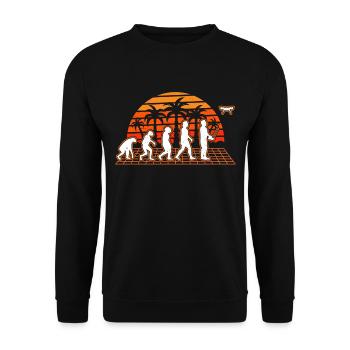 Drohne Evolution Sunset Drohnenpilot Quadrocopter - Unisex Pullover - Schwarz - Vorne - Alina (178cm) & Michal (187cm)