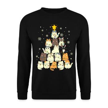 Cute Cats Christmas Tree Funny - Unisex Sweatshirt - black - Front - Alina (178cm) & Michal (187cm)