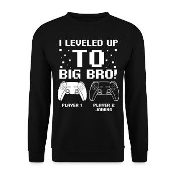 I Level Up To Big Bro Expectant Brother Gaming Game - Unisex Sweatshirt - black - Front - Alina (178cm) & Michal (187cm)