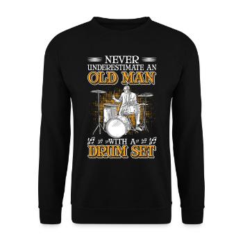 Batterie Old Man Batteur Batteur - Sweat-shirt Unisexe - noir - Devant - Alina (178cm) & Michal (187cm)