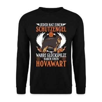 Hovawart Schutzengel - Unisex Pullover - Schwarz - Vorne - Alina (178cm) & Michal (187cm)