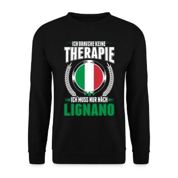 Lignano Therapie Italien Urlaub Reise Geschenk - Unisex Pullover - Schwarz - Vorne - Alina (178cm) & Michal (187cm)